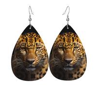 The deep-eyed leopard Pattern leather earrings | Water drop-shaped printed earrings, suitable for daily/party/dating scenes