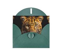 The deep-eyed leopard print Dark Green Pearlescent Paper Holiday Card with Envelope. Suitable for birthday wishes wedding congratulations and condolences.
