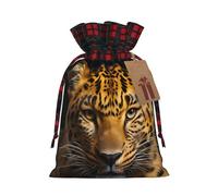 The deep-eyed leopard Print Drawstring Bags, Candy Snack Bag, Reusable Holiday Pouches for Wrapping & Storage M