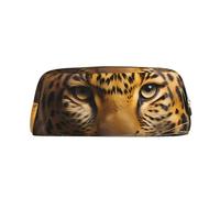 The deep-eyed leopard Print Pencil Case, Pencil Pouch with Zipper, Portable Stationery Organizer pencil bag - Office Travel, Gold, One Size, Art Deco