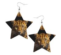 The deep-eyed leopard Prints Leather Star-Shaped Earrings Lightweight And Stylish Accessories For Parties Dances And Everyday Life.