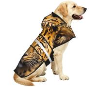 The deep-eyed leopard Reflective Waterproof Dog Raincoat Jacket, Adjustable Hooded Pet Coat with Leash Hole,for Outdoor UseL