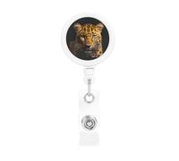 The deep-Eyed Leopard Retractable Badge Holder. Stylish Full-Width Print, Suitable for Offices, Schools, Hospitals, etc.