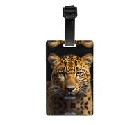The deep-Eyed Leopard Travel Printed PVC Luggage Tag Anti Lost Label with Removable Wristband Portable Bag Accessory