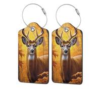 The Deer Behind The Tree Luggage Tag, Pu Leather Travel Luggage Tag Suitcase Tag Durable Steel Loop Suitcase Tags Identifiers