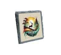 The Deer's Journey Slate Coaster with Colorful Wildlife Design for Nature Lovers (slco-kf25-6410)