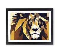 The Delicious Abstract Lion H1022 Framed Print for Living Room Bedroom Home Office Décor, Wall Art Picture Ready to Hang, Black A2 Frame (64 x 46 cm)