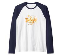 The Delight of Your Life: Sunny Positive Affirmation Raglan Baseball Tee, Men, Navy/White, L