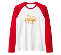 The Delight of Your Life: Sunny Positive Affirmation Raglan Baseball Tee, Men, Red/White, XL