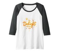 The Delight of Your Life: Sunny Positive Affirmation Raglan Baseball Tee, Women, Dark Heather/White, L