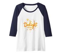 The Delight of Your Life: Sunny Positive Affirmation Raglan Baseball Tee, Women, Navy/White, S
