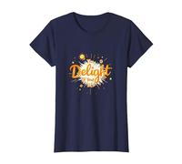 The Delight of Your Life: Sunny Positive Affirmation T-Shirt, Women, Navy, S
