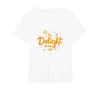 The Delight of Your Life: Sunny Positive Affirmation T-Shirt, Women's Plus, White, 1X