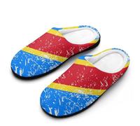 The Democratic Republic of The Congo Mens Slipper Slip On Winter Warm House Slippers Shoes Indoor Outdoor