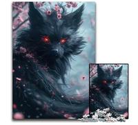 The Demon Kitsune Fox Jigsaw Puzzles for Adults 1000 Piece Wooden Jigsaw Puzzles for Adults Interactive Family Game DIY Home Decor Brain Teaser Gift 1000 PCS(75x50cm)