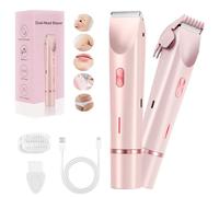The Dermave Bikini Trimmer, Dermave Bikini Shaver 2.0, 2025 Upgrade Dual Head Shaver Women, 2 in 1 Wet & Dry Waterproof Electric Bikini Trimmer for Private Area Sensitive Skin (Pink)
