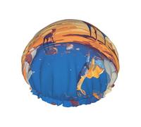 The desert in the distance Large Double-layer shower cap prevents hair from getting tangled during showering and skincare.