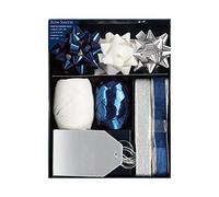 The Design Group Tom Smith Gift Wrap Accessory Pack In Blue, White & Silver, 8 Pcs