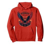 The designated driver of Old Glory Pullover Hoodie, Adult Unisex, Red, XXL