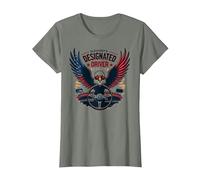 The Designated Driver of Old Glory T-Shirt, Women, Olive Heather, X-Large