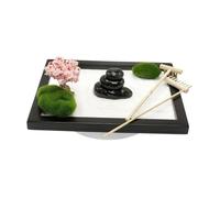 The desktop sand set includes a tray, tools, and faux stones for decorating, mindful practice desk, and garden sandbox