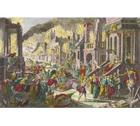 The destruction of Jerusalem by Nebuchadnezzar II circa 589 BC. After an 18th century work by an unknown artist. Poster Print by Ken Welsh (17 x 11)