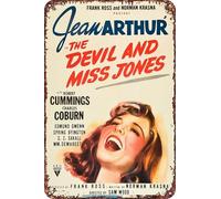The Devil and Miss Jones Vintage Tin Sign Wall Art Decor - Retro Sign for Home Patio Decor Gifts Movie Poster - 8x12 Inch