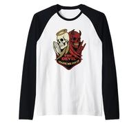 The Devil Made Me Do It Angel l Skull Retro Praying Raglan Baseball Tee