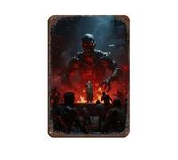 The Devil on The Flame Stage (2) Retro Poster Metal Tin Sign Chic Art Retro Iron Painting Bar People Cave Cafe Family Garage Poster Wall Decoration 8x12inch(20x30cm)