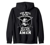 The Devil Saw Me Down Thought He'd Won Christian Knight Zip Hoodie