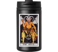 The Devil Tarot Card Art Logo Coffee Cup Travel Mug for Hot & Cold Drinks Double Walled Thermal Mug with Leakproof Lid Black