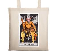 The Devil Tarot Card Art Logo Natural Ecological Cotton Tote Bag Beige