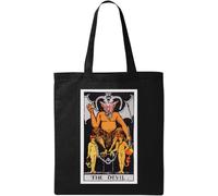 The Devil Tarot Card Art Logo Natural Ecological Cotton Tote Bag Black