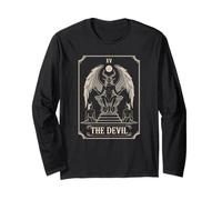 The Devil Tarot Card Occult Baphomet Lucifer Art Witchy Long Sleeve T-Shirt