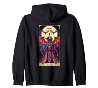 The Devil Tarot Card Witch Cat Bats Mystic Zip Hoodie