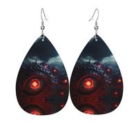 The Devil's Eye. double-sided printed leather earrings int and shape of water drops, creative, light and novel, bright and vivid colors.