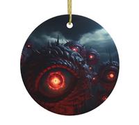 The Devil's Eye. Patterns Round Ceramic Pendant - Festive Party Hanging Christmas Tree and Fireplace Ornament