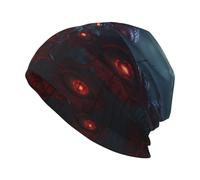 The Devil's Eye. Printed Knitted hat, Beanie, and ski Cap with a Double Layer Design, Perfect for Everyday wear or Travel. Black