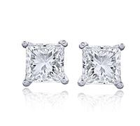 The Diamond Channel Certified 1 to 6ct Lab Grown Princess Cut Round Cut Diamond Stud Earrings 4 Prong Screw Back (F-G, VS1-VS2 Eye Purity) 1.00 cttw Metal