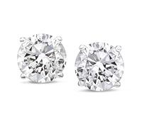 The Diamond Channel IGI Certified Lab Grown Diamond Stud Earrings Round Cut 4 Prong Push-Back (F-G, VS1-VS2 Eye Purity), 2.00 cttw, Metal diamond, Diamond