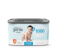 The Diaper Genie Jumbo+ Square Refill, with continuous film, can hold up to 1080 newborn-sized diapers per refill.