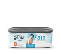 The Diaper Genie Jumbo Square Refill, with Continuous Film, can Hold up to 810 Newborn-Sized Diapers per Refill.