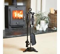 "The Dinnington" Black Fireplace Accessories Companion Set - Fireside Tools with Poker, Tongs, Brush - Elegant and Functional Fireside Companion Set for Fire Log Burner