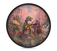 The Dinosaurs Playing Music 10 Inch Wall Clock Round Black-style