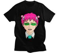 The Disastrous Life of Saiki K T-Shirt Men Cotton Anime Manga Tee Tops Top Sweatshirt Short Sleeve Black S