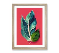 The Distinguished Leaves Framed Print | A3 Oak Framed Wall Art | Ready to Hang | Modern Floral Picture | Living Room Bedroom Lounge Office