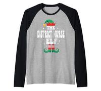 The District Nurse Elf Funny Christmas Matching Family Raglan Baseball Tee