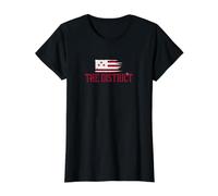 The District Washington DC Hybrid Flag Vintage Grunge Value Graphic T-Shirt, Women, Black, L