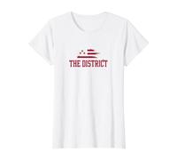 The District Washington DC Hybrid Flag Vintage Grunge Value Graphic T-Shirt, Women, White, M