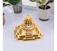 The Divine Tales Golden Metal Pure Copper Goddess Laxmi Meru Shree Yantra Original Brass Maha Meru Shri Yantra for Good Luck Success Prosperity Home Pooja Health Wealth Fortune Knowledge Wisdom